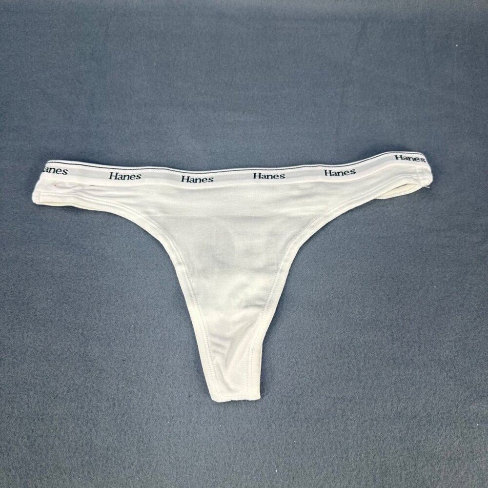 Hanes Womens Size Small 5 Panty Thong Cotton Stretch White New Without Tags
